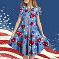 thumbnail image 2 of CYRBOKO July 4th Dresses for Girls, 2025 Flutter Sleeve Casual A-line Summer Dresses Blue Size 12-13T, 2 of 7