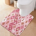 thumbnail image 6 of 2 Piece Bath Mat Set with U-Shaped Toilet Mat and Rectangle Bath Rugs Non Slip Machine Washable Bathroom Mats Pink and White Christmas Motifs, 6 of 7