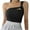 Black, variant on XFLWAM Women's One Shoulder Crop Tank Top Asymmetrical Cut Out Fitted Sleeveless Tops