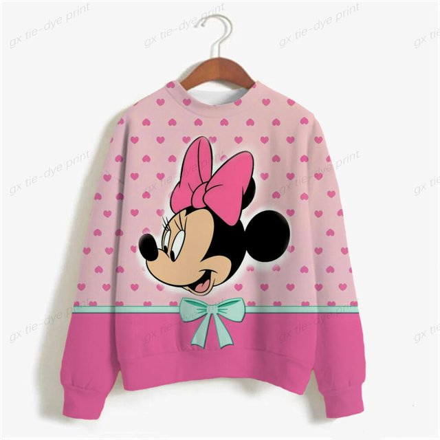 Disney Mickey Mouse Mickey Minnie 3D Cute Kawaii Sweatshirt Sweatshirt Women's Round Neck Long Sleeve Women's Korean Sweater Y2KAdult-M Gao Jinjia LED