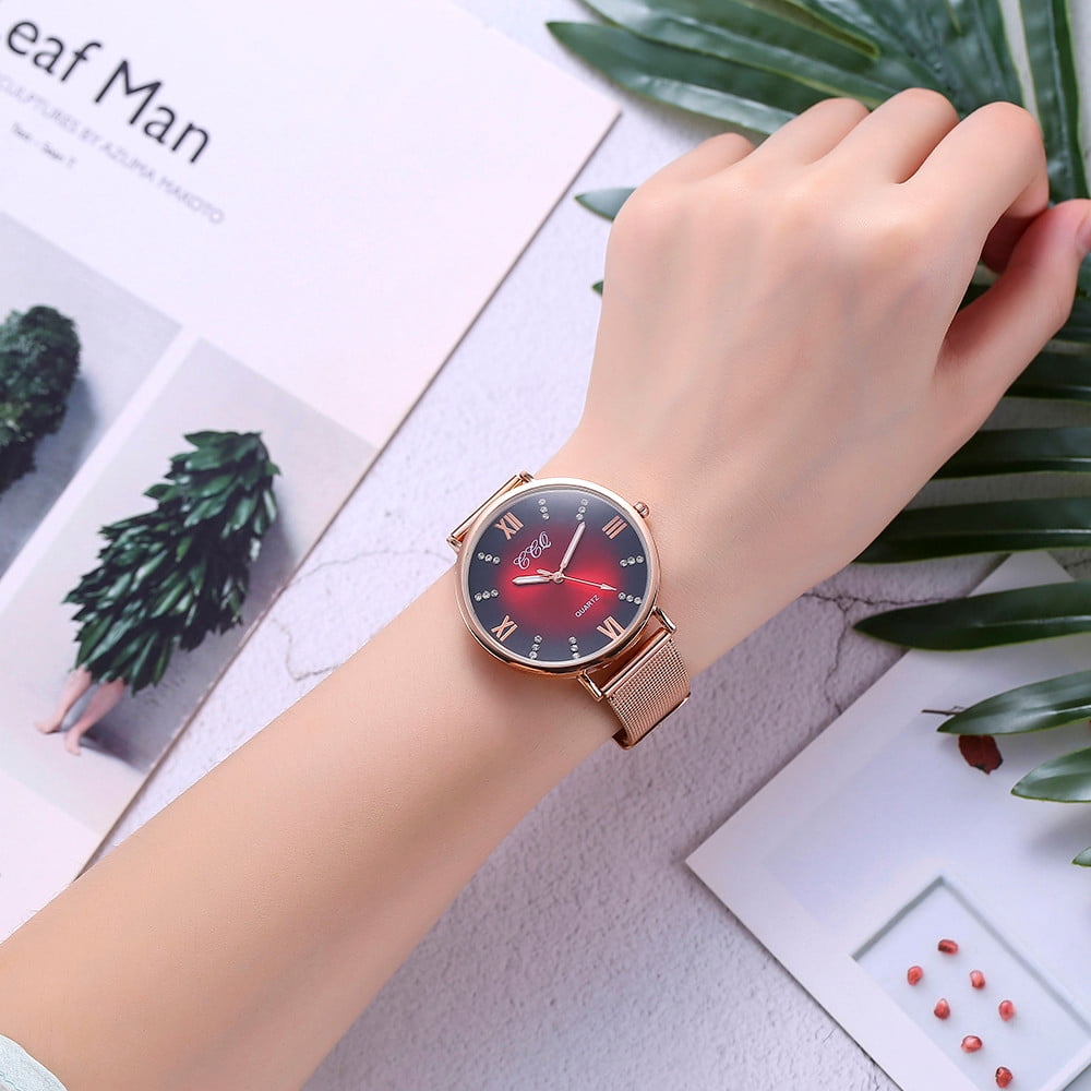 Casual quartz stainless steel band marble strap watch analog wrist watch top