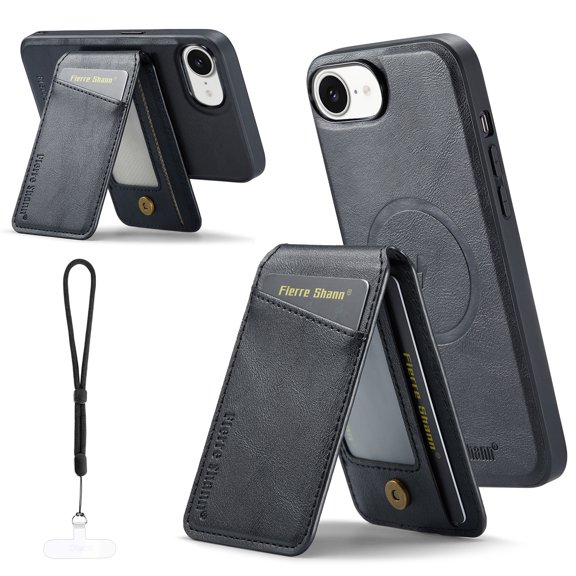 Dteck 2 in 1 Detachable for iPhone 16e Case Wallet with Card Holder, Women Men Magnetic PU Leather RFID Blocking Flip Kickstand Credit Slots for Apple iPhone 16e 6.1 Inch,Black