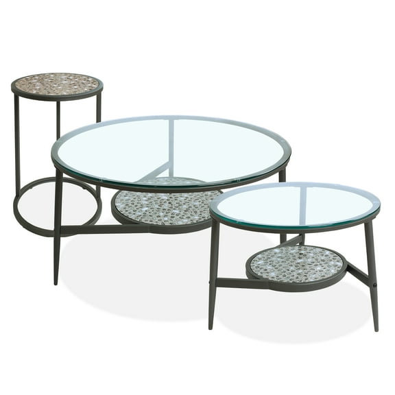 Furniture of America Amani 3-Piece Indoor Nesting Table Set, Gray