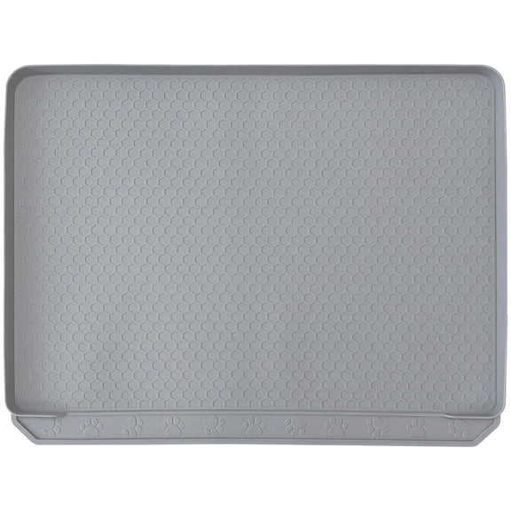 Silicone Cat Litter Mat, 23.6 x 19.7 in / 60 x 50 x 2 cm Waterproof Pet Pad with Honeycomb Design, Large Litter Trapping Mat with Anti-Overflow Edges, Easy Clean Cat Mat for Litter Box, Light Gray
