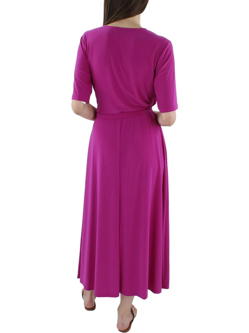 MSK Womens Purple Elbow Sleeve V Neck Midi Wear To Work Fit + Flare Dress  XL - Walmart.com