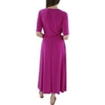thumbnail image 2 of MSK Womens Pink Elbow Sleeve V Neck Midi Wear To Work Fit + Flare Dress L, 2 of 2