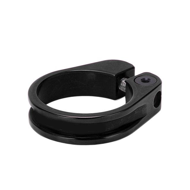 Abrazadera para tija de sillín de bicicleta 34,9 mm Aleación de aluminio Corte CNC Alta resistencia Sensación buena Abrazadera para tija de sillín de bicicleta de liberación rápidaNegro