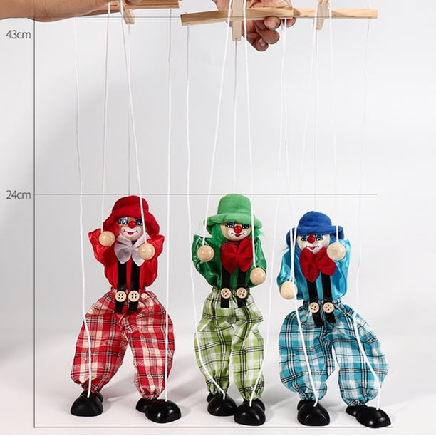 Wooden Retro Pull string puppet Clowns Children Kids Marionette Christmas Gift Wooden Retro Pull string puppet Clowns Children Kids Marionette Christmas Gift