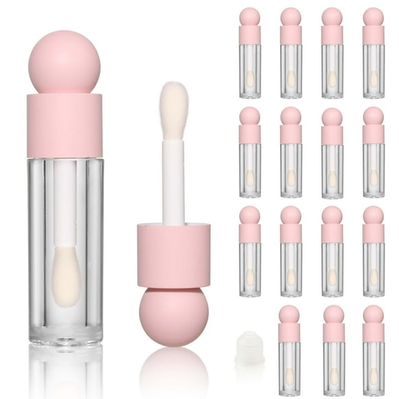 Tubos vacíos de brillo labial COSIDEA de 5 ml, color rosa con varilla, 16 unidades