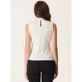 thumbnail image 3 of Camiseta sin mangas con cuello simulado para mujer, cuello alto, sin mangas, acanalado, top de punto blanco XL, 3 of 6