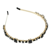 Unique Bargains 1 Pcs Women Knotted Headbands Fashion Rhinestone Thin Head Bands Hair Accessories Black