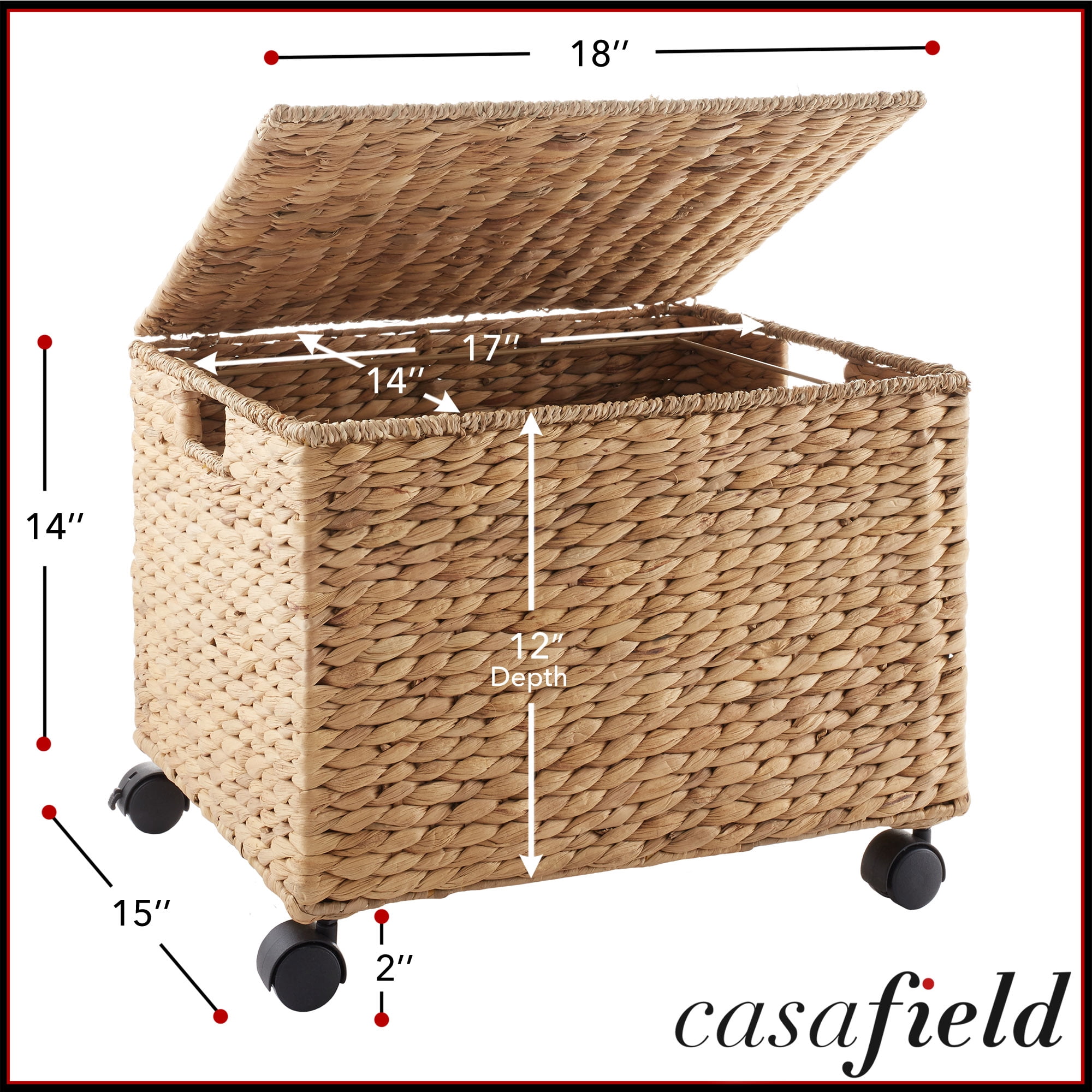Casafield Rolling Filing Cabinet, Natural - Water Hyacinth Hanging File Folder Organizer, Home Office Storage