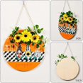 thumbnail image 3 of Round Wooden Welcome Sign Rustic Artificial Sunflower Fashion Hanging Porch Sign for Thanksgiving Day Rustic Artificial, 3 of 5