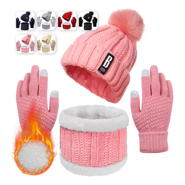 3en1 Gorro Bufanda Guantes Cuello Invierno Para Frío Mujer