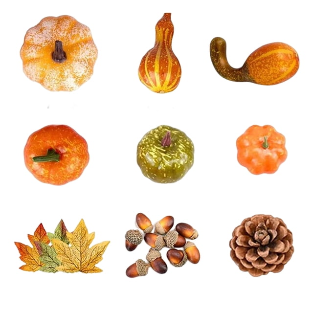 50/70pcs Simulation Pumpkins Mini No Fade Maple Leaf Artificial Halloween Decoration Waterproof Simulated Vegetable Thanksgiving 70pcs