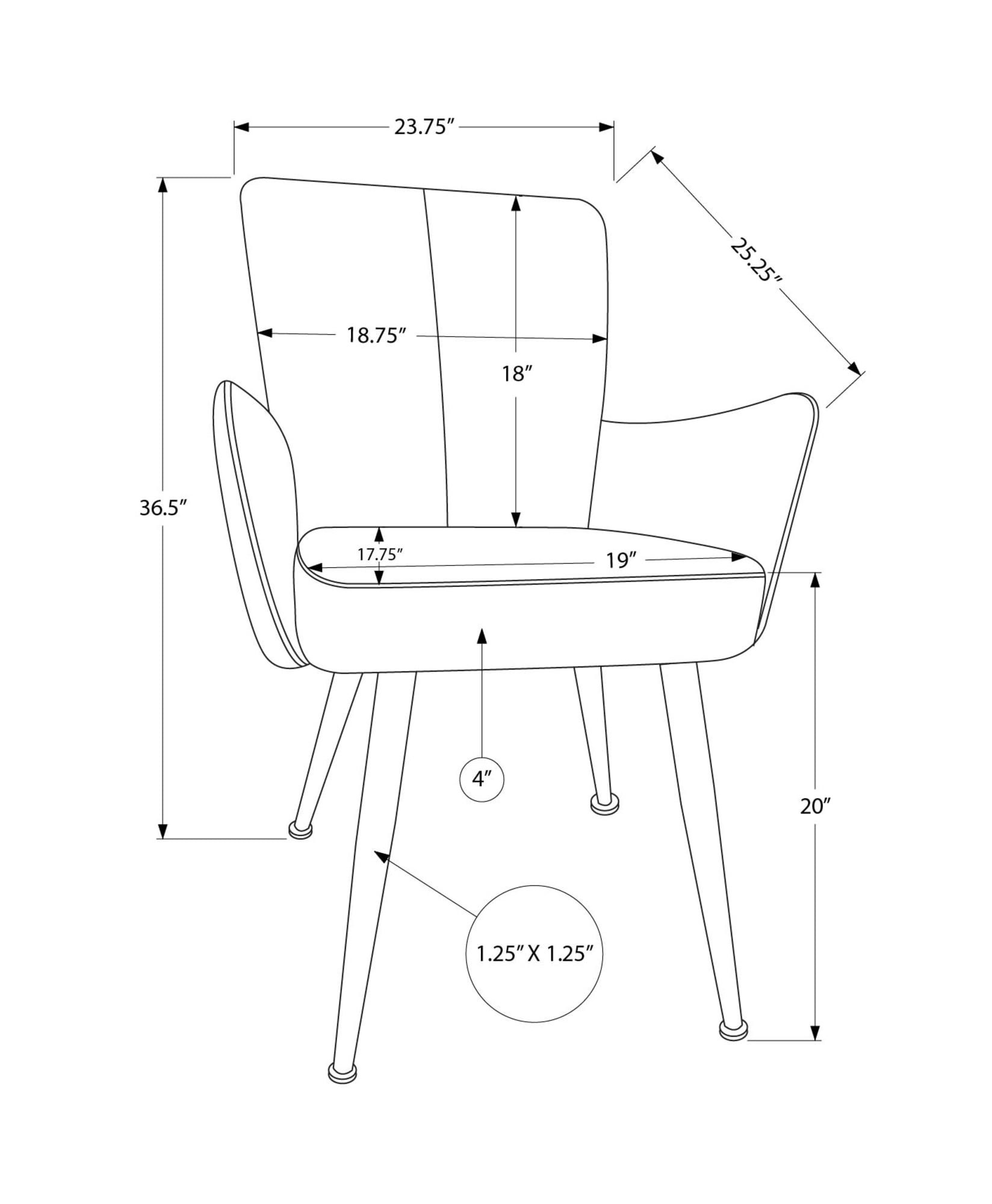 Monarch Specialties - I 1145 Dining Chair, 36" Height, Set Of 2, Side, Kitchen, Grey Leather Look