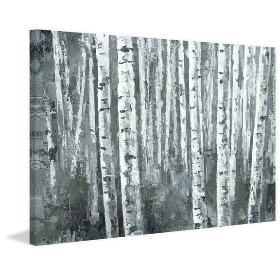 Parvez Taj "Dusky Tree Trunk Forest" Painting Print on Wrapped Canvas