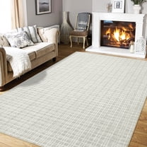 Yesurprise Modern Checkered Area Rugs - 5'x7' Washable Area Rugs, Non-Slip, Non-Shedding, Light Gray