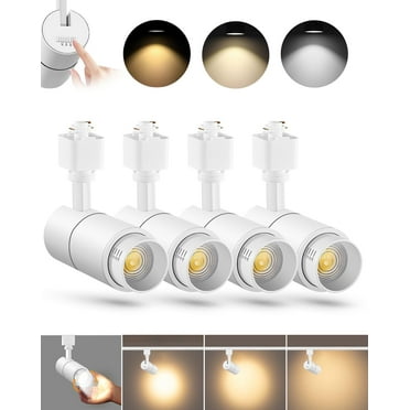 VANoopee 3-Color Zoomable 10W LED Track Lighting Heads H Type Track Light Heads Dimmable Bright Ceiling Spotlight Fixtures Accent Art, 3000K 4000K 5000K Adjustable, CRI90  15°-60° 1000lm White 4 Pack