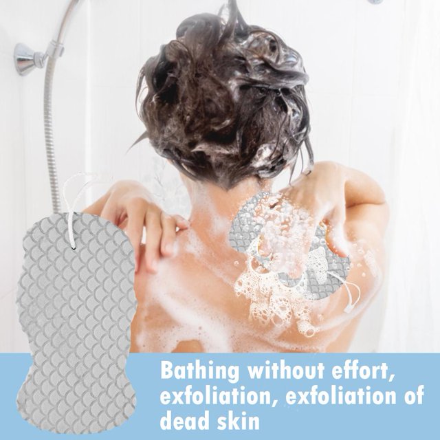Esponja suave para baño, exfoliante corporal, masajeador de piel muerta, cepillo de limpieza (gris) Likrtyny Cuidado Belleza