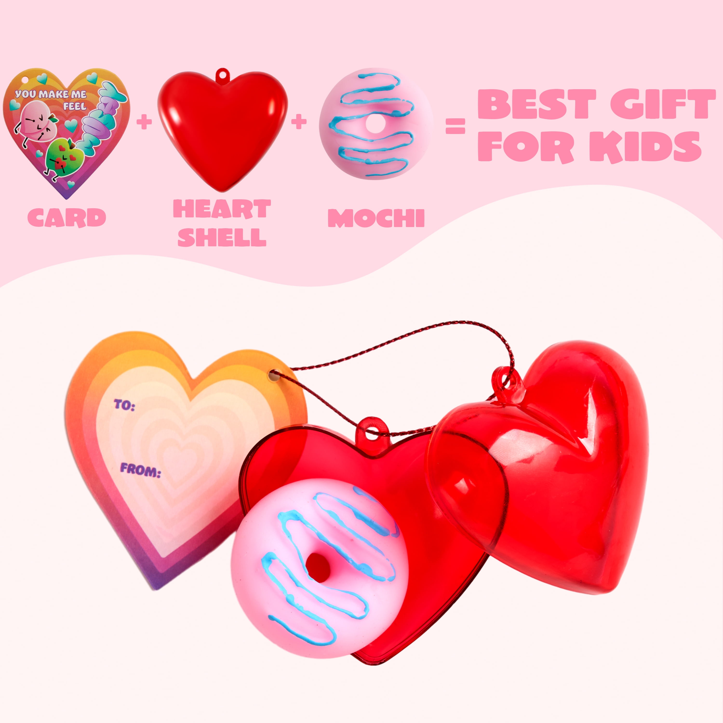 Joyfy 28 Packs Valentines Gifts for Kids, Kawaii Animal Mochi Squishy Toys for Valentines Party Favors, School Classroom Exchange Cards Gifts