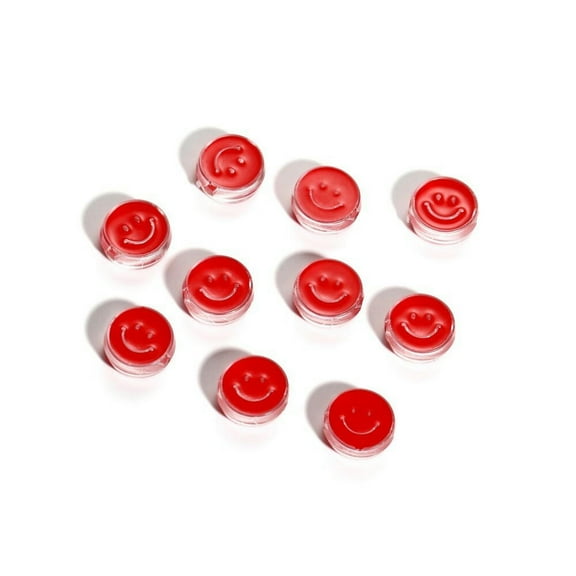 HOOUN 10Pcs Smiling Face Acrylic Spacer Beads Mixed Flat Round for Making Jewelry Diy-Red