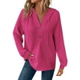 thumbnail image 2 of Clearance! Delayuji Sweatshirts for Women 2025 Tops Pullover Casual Button Autumn Solid Winter Drawstring Hoodie Blouse Womens Plus Size Sweatshirts Pink Xl, 2 of 5