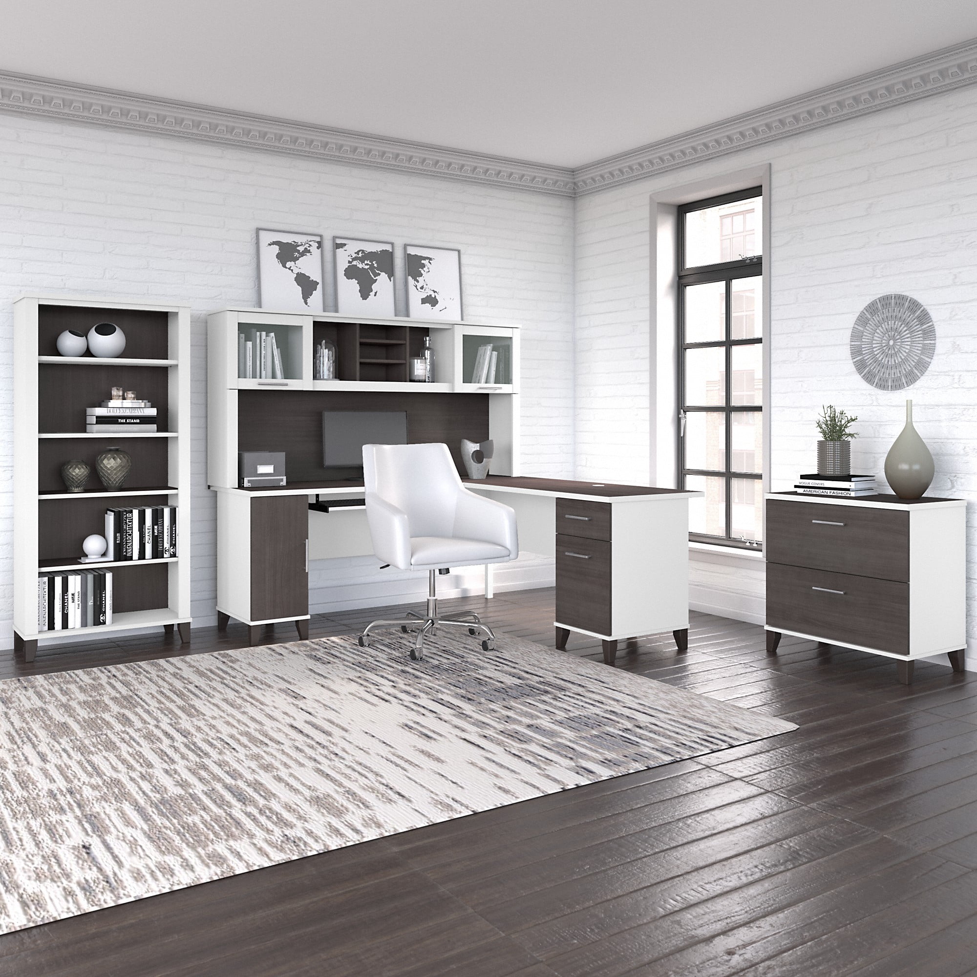 Bush Furniture Somerset Lateral File Cabinet, 2 Drawer, Storm Gray & White
