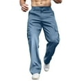 thumbnail image 1 of Pantalones cargo para hombre, corte regular elástico, pierna ancha, bolsillos laterales, poliéster, para todas las estaciones, senderismo y uso al aire libre, tallas S-XXL, 1 of 5