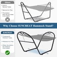 thumbnail image 5 of SUNCREAT Universal Steel Outdoor Hammock Stand Only, Heavy Duty, Weather-Resistant Hammock Stand for Outside, Fits 9.5 to 14 Feet Long Hammock, 475-Pound Capacity, Patent Pending, Black, 5 of 8