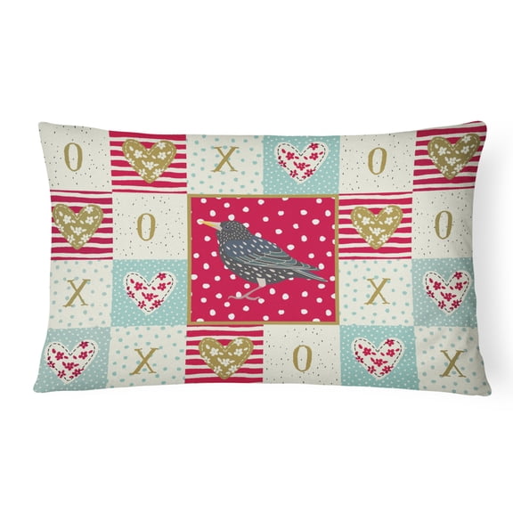 Starling Love Canvas Fabric Decorative Pillow Red