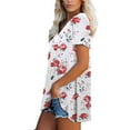thumbnail image 4 of Hauts d'Été pour Femmes 2023 Mode Décontractée Col en V Imprimé Ample Manches Courtes T-Shirt Hauts, 4 of 7