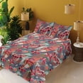 thumbnail image 2 of Ambesonne Alstroemeria Fitted & Flat Sheet with Sham 3 Pcs Set, Abstract Boho Blooms, Twin XL, Dark Pink Coral Indigo, 2 of 5
