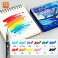 thumbnail image 1 of Acrylic Marker Pen Set 12 Colors | Stackable Soft Head | Opaque Ink for Art Painting Drawing | 1ml Each | Straight Barrel | Smooth Application | Artist Supplies, 1 of 6