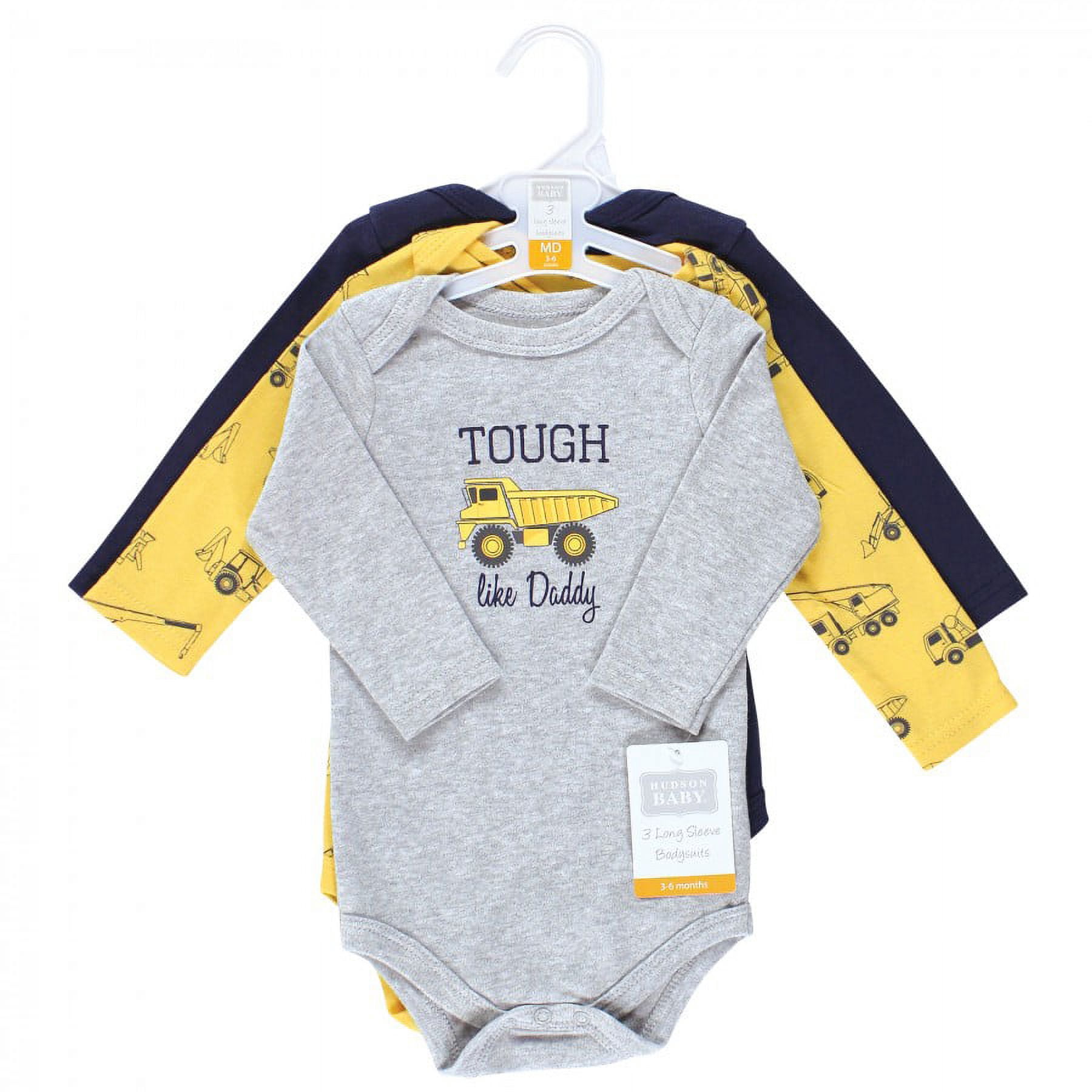 Hudson Baby Cotton Long-Sleeve Bodysuits, 3- Pack, Newborn- 24 Months