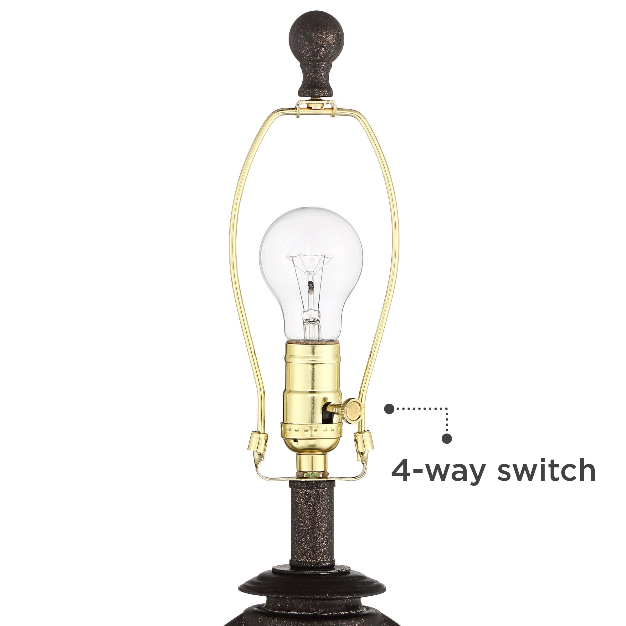 Franklin Iron Works Horace Rustic Table Lamps 25 1/4" High Set of 2 Brown with Nightlight Miner Lantern Oatmeal Drum Shade for Bedroom Living Room