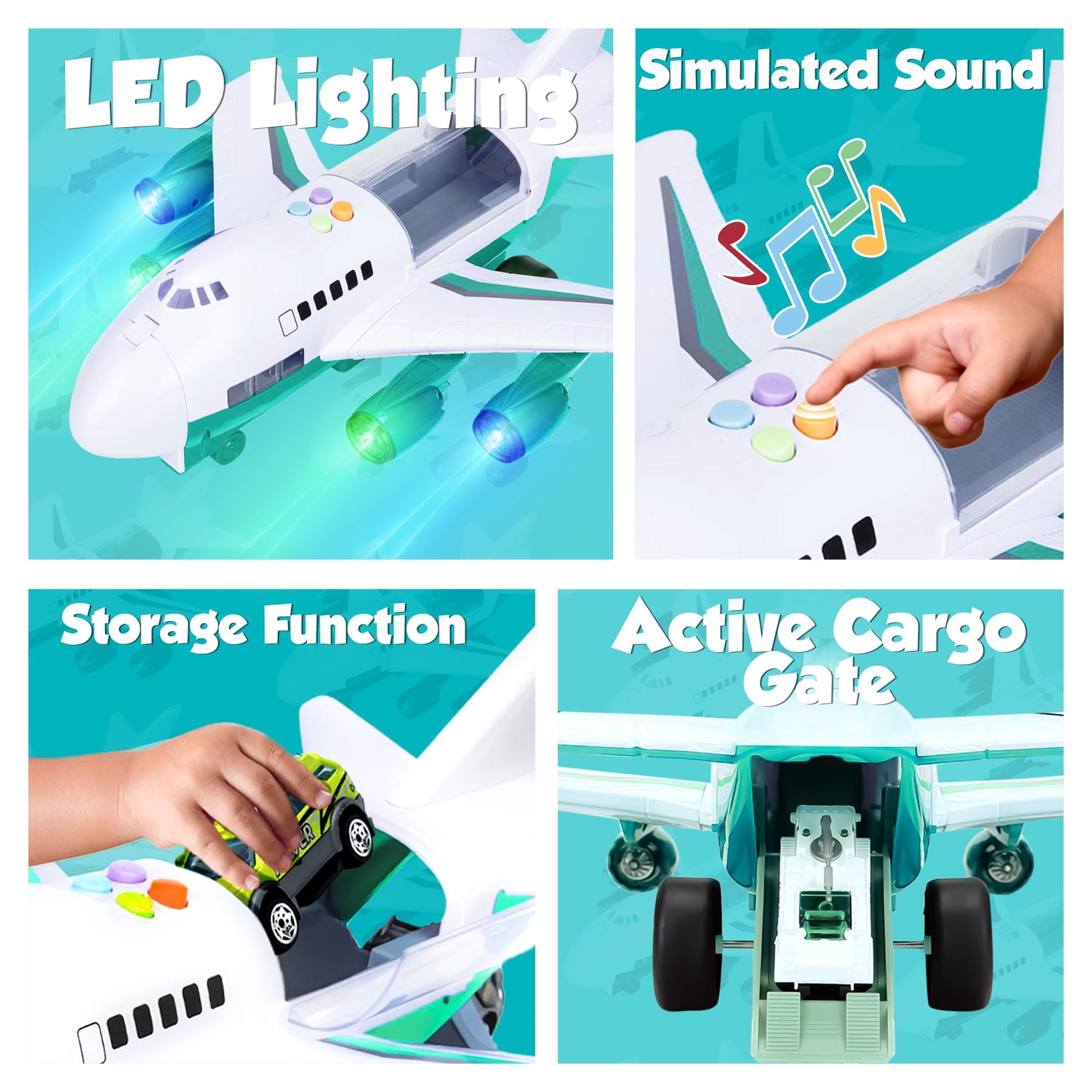 JoyX Airplane & Car Toy Educational Set for Kids – Interactive Play with Lights, Sounds & Road Signs