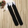 thumbnail image 3 of ITFABS Women's Stocking, Solid Color Bow Top Socks, Over Knee Sheer Stockings, 3 of 6
