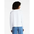 thumbnail image 4 of Time and Tru Women's Boxy Slub V-Neck Tee with Long Sleeves, Sizes XS-XXXL, 4 of 6