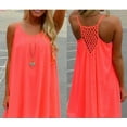 thumbnail image 1 of Femmes Robe Dos Nu Sans Manches T-shirt Solide Robe Sans Manches de Couleur Décontractée Robe, Rouge, M, 1 of 1