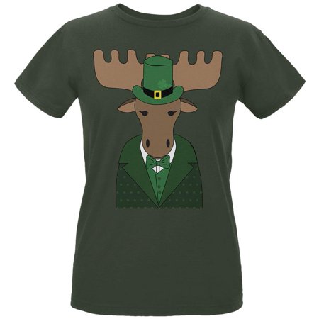 Female Moose - St. Patrick's Day Irish Leprechaun Moose Womens Organic T Shirt