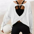 thumbnail image 6 of Samickarr Open Back Workout Tops for Women Oversized Long Sleeve Crew Neck Athletic Tees Gym Yoga Fashion Shirts, 6 of 9