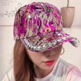 thumbnail image 6 of Slccxzc Women's Rhinestone Pearl Baseball Cap Colored Back Buckle Cool Star Cap Carnival Reflective Visor, 6 of 7