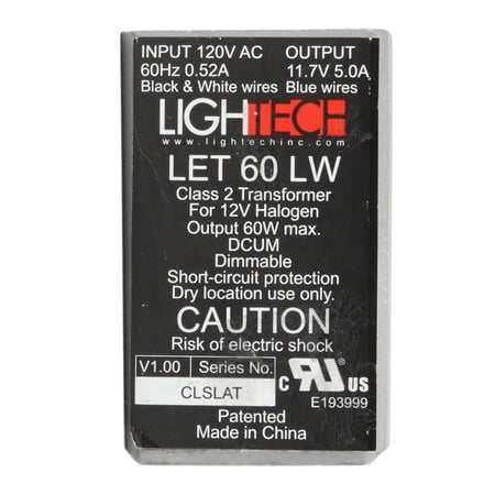 LighTech LET-60-LW Electrical Transformer  12V 60W MR16 Electronic Low Wattage