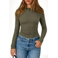 thumbnail image 3 of PRETTYGARDEN Womens Tops Fall Long Sleeve Fitted T Shirts Waffle Ruched Crop Shirt Basic Knit Workout Y2k Clothes, 3 of 9