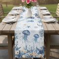 thumbnail image 4 of Blue Jellyfish Coastal Table Runner 90 Inches, Beach Starfish Nautical Coral Botanical Bed Runner Dresser Scarves Tabletop for Indoor Outdoor Parties/Ceremony/Banquet, 13" x 90", 4 of 9