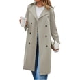 thumbnail image 4 of Long Sleeve Spring Fall Solid Color Double Breasted Casual Lapel Long Trench Coat, 4 of 6