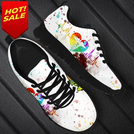 

New Cartoon Nurse Shoes For Women Medical Heart Beat Brand Design Breathable Sneakers Flats Shoes Zapatos Mujer