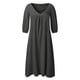 thumbnail image 2 of Vestido informal de verano para mujer, de color liso, con cuello en V y manga media - Túnica holgada larga, poliéster, transpirable, tallas S-XXL, ropa de playa/diaria/de fiesta, 2 of 2