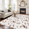thumbnail image 2 of Western Desert Area&nbsp;Rug 5x8ft Retro Brown Cowboy Ethnic Horse Non-Slip&nbsp;Washable Square&nbsp;Rugs Soft Felt Indoor Floor Mat for Bedroom Kitchen Living Room Bathroom, 2 of 9
